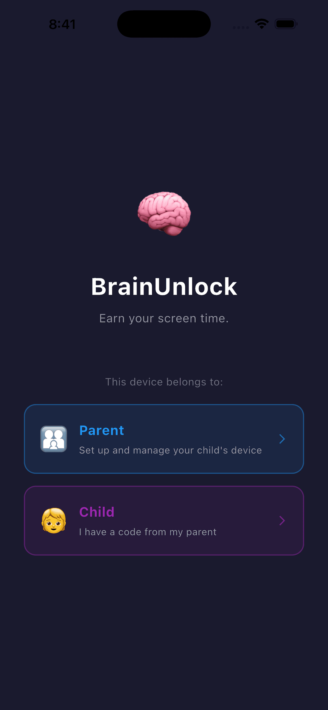 BrainUnlock app launch screen